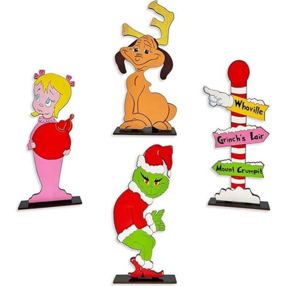 Christmas Table Decorations -4 Pack Wooden Centerpiece Signs for Holiday Parties - Picture 7 of 7